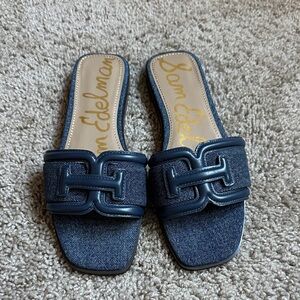 Sam Edelman Navy Denim Slide Sandals 6.5